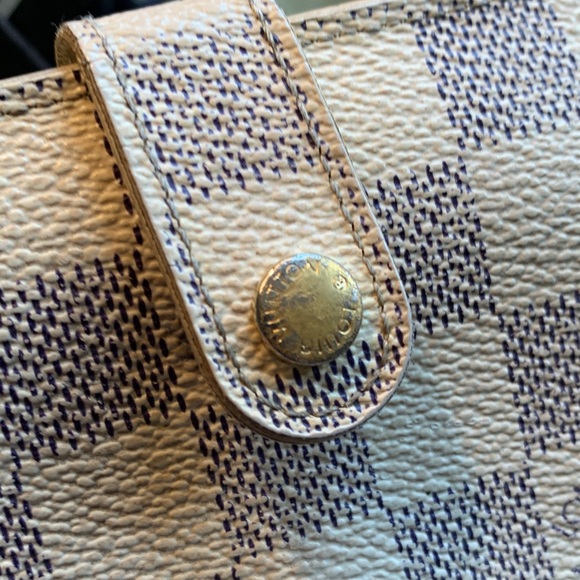 Rare🔥AUTHENTIC LOUIS VUITTON damier Azure checkers print snap kisslock wallet - Picture 11 of 16